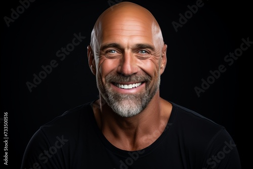 Portrait of a smiling senior man. Isolated on black background.