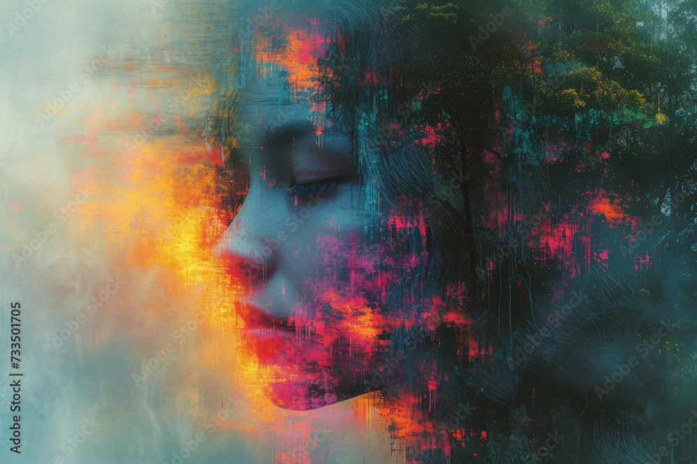 An experimental photograph with AI-generated distortions, pushing the boundaries of traditional image processing. Concept of AI-driven experimental photography. Generative Ai. An experimental photograph with AI-generated distortions, pushing the boundaries of traditional image processing. Concept of AI-driven experimental photography. Generative Ai.