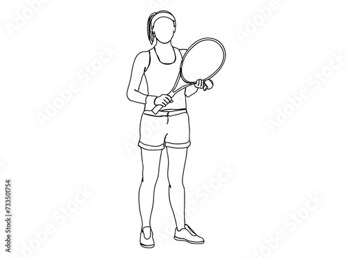 Tennis Player Single Line Drawing Ai, EPS, SVG, PNG, JPG zip file © LINDO