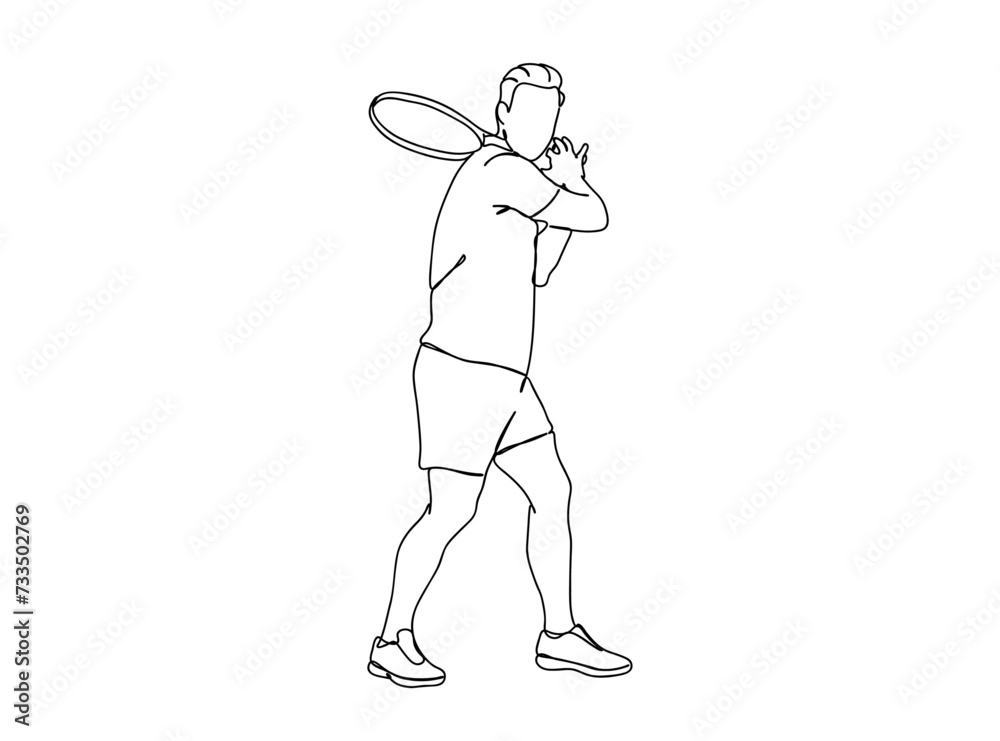 Tennis Player Single Line Drawing Ai, EPS, SVG, PNG, JPG zip file