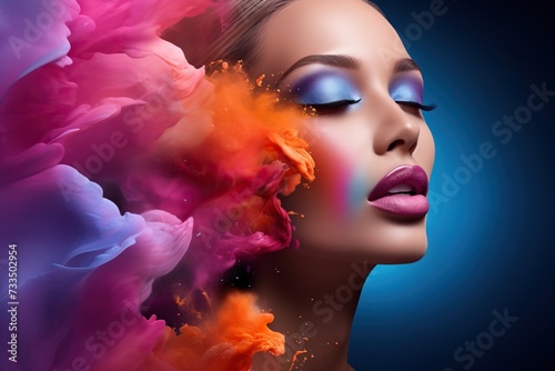 Beautiful young woman with  cosmetics. Makeup concept © MadMouse