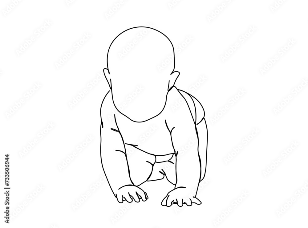 Baby Single Line Drawing Ai, EPS, SVG, PNG, JPG zip file Baby Single Line Drawing Ai, EPS, SVG, PNG, JPG zip file