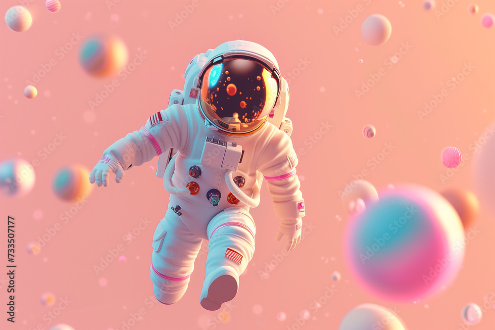 Space Explorer: An Astronaut in a Protective Suit Floats Through the Vastness of Space