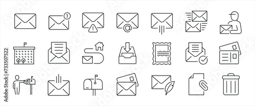Mailing thin line icons. Editable stroke. For website marketing design, logo, app, template, ui, etc. Vector illustration.