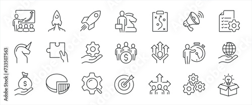 Startup thin line icons. Editable stroke. For website marketing design, logo, app, template, ui, etc. Vector illustration.