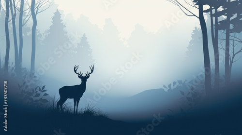 Silhouette of a deer in the forest.