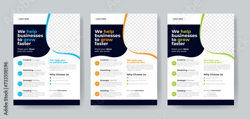 Corporate Business Flyer template layout 3 color design concept in the template.