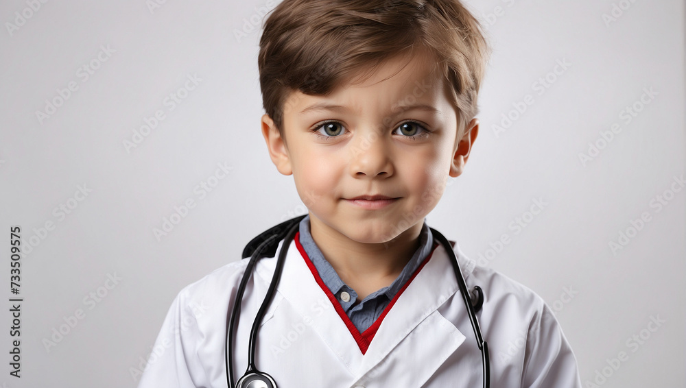little boy wearing a doctor's uniform isolated on white background little boy wearing a doctor's uniform isolated on white background