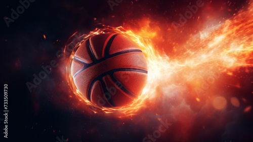 Burning Basketball Ball, Fireball Wallpaper. Neural network AI generated art © mehaniq41