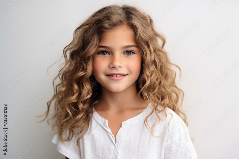 Portrait of a beautiful little girl with long wavy hair. Portrait of a beautiful little girl with long wavy hair.