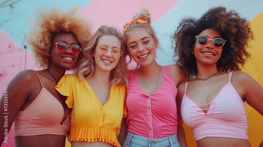 Body-positive girls of different races pose for a feminist campaign ...