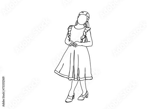 Little Girl Single Line Drawing Ai, EPS, SVG, PNG, JPG zip file