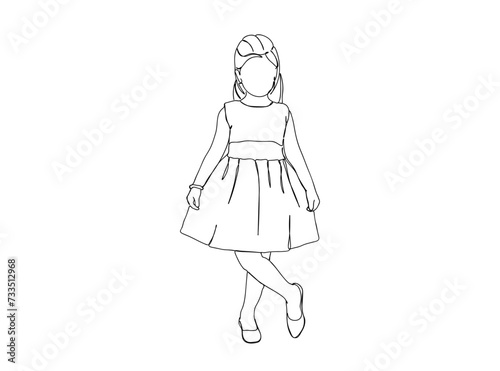Little Girl Single Line Drawing Ai, EPS, SVG, PNG, JPG zip file