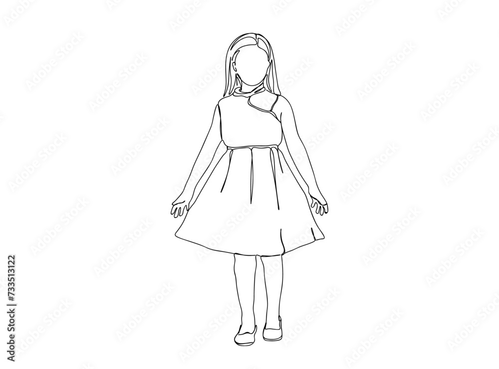 Little Girl Single Line Drawing Ai, EPS, SVG, PNG, JPG zip file Little Girl Single Line Drawing Ai, EPS, SVG, PNG, JPG zip file