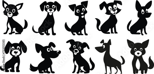 Photography Cartoon dog silhouettes set