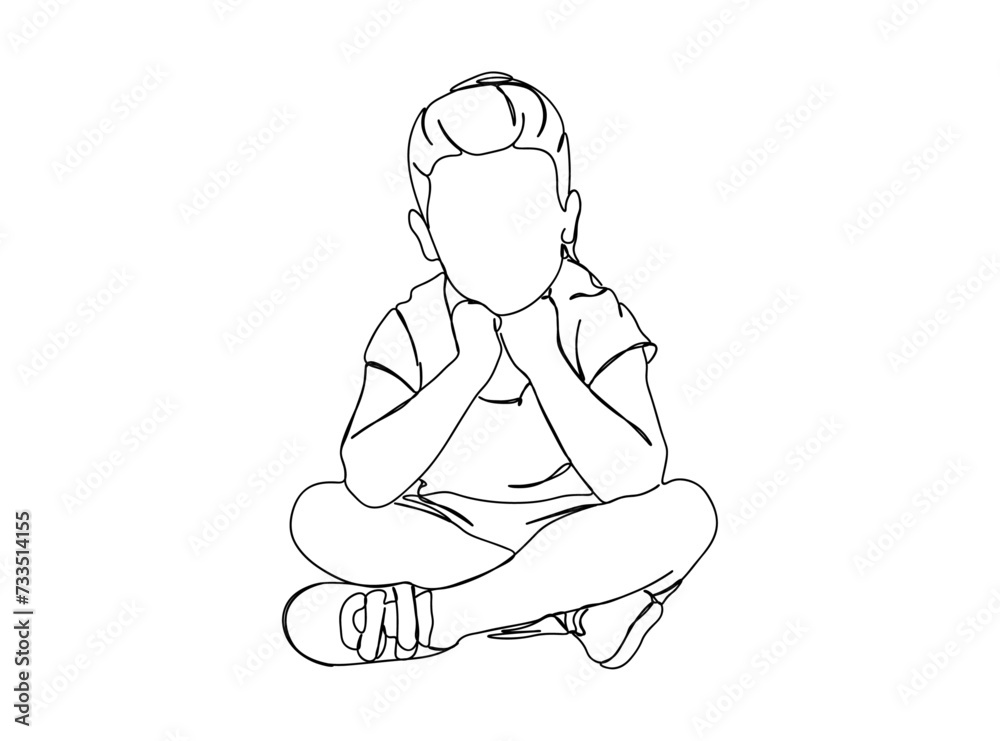 Little Girl Single Line Drawing Ai, EPS, SVG, PNG, JPG zip file Little Girl Single Line Drawing Ai, EPS, SVG, PNG, JPG zip file