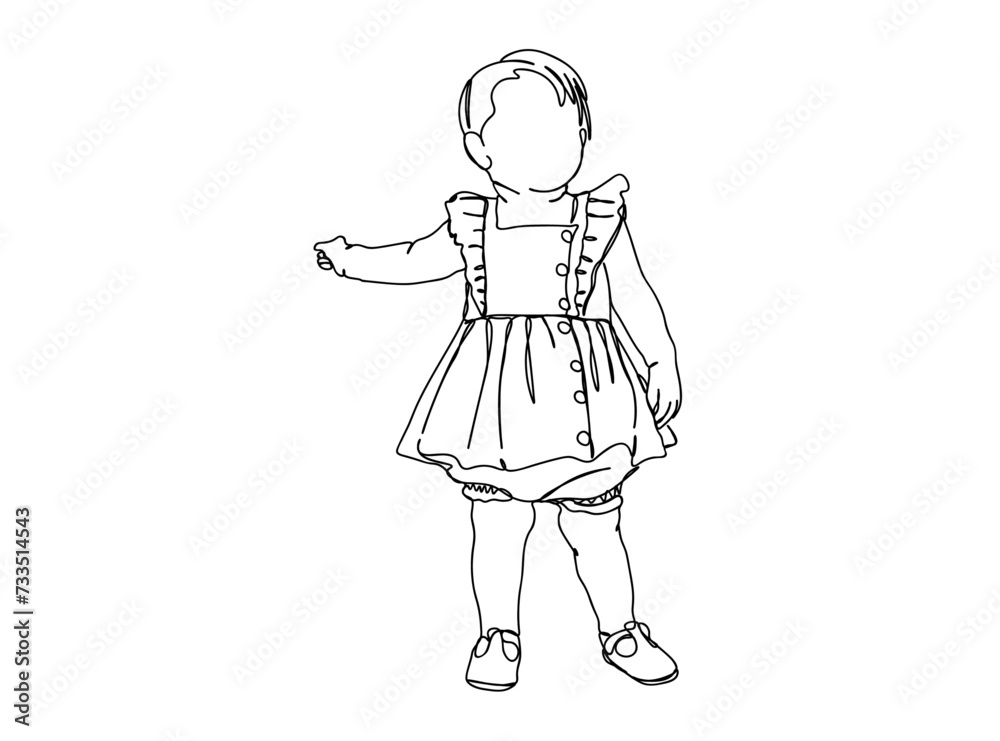 Little Girl Single Line Drawing Ai, EPS, SVG, PNG, JPG zip file
