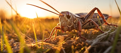 The forest grasshopper Chorthippus biguttulus, a type of bow-winged grasshopper, is one of the most common grasshopper species found in the dry grasslands of Indonesia
