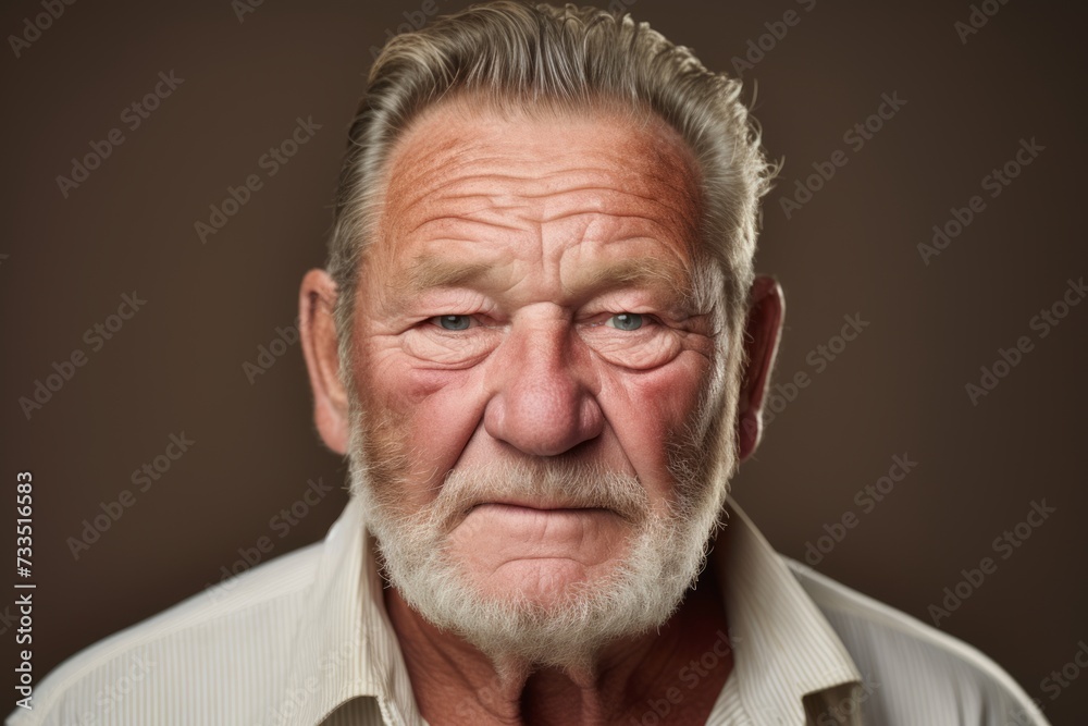 Portrait of a senior man with wrinkles on his face, studio shot. Portrait of a senior man with wrinkles on his face, studio shot.