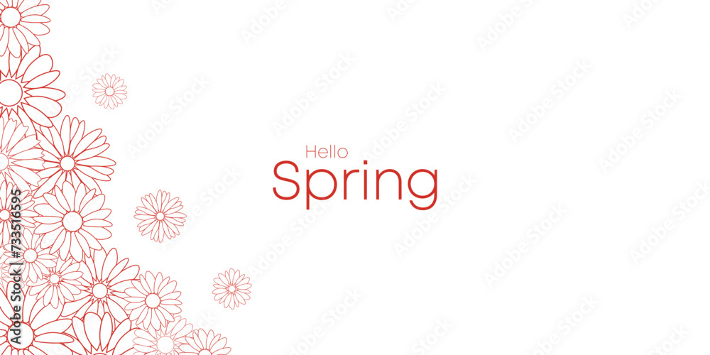 Vector background with floral line art design with a spring theme,greeting card.