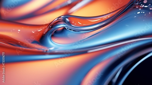 The close up of a glossy liquid surface abstract in red yellow and blue colors background