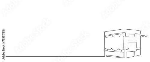 Kaaba Continuous Line Drawing Style. Ramadan Kareem Collections Element For Design