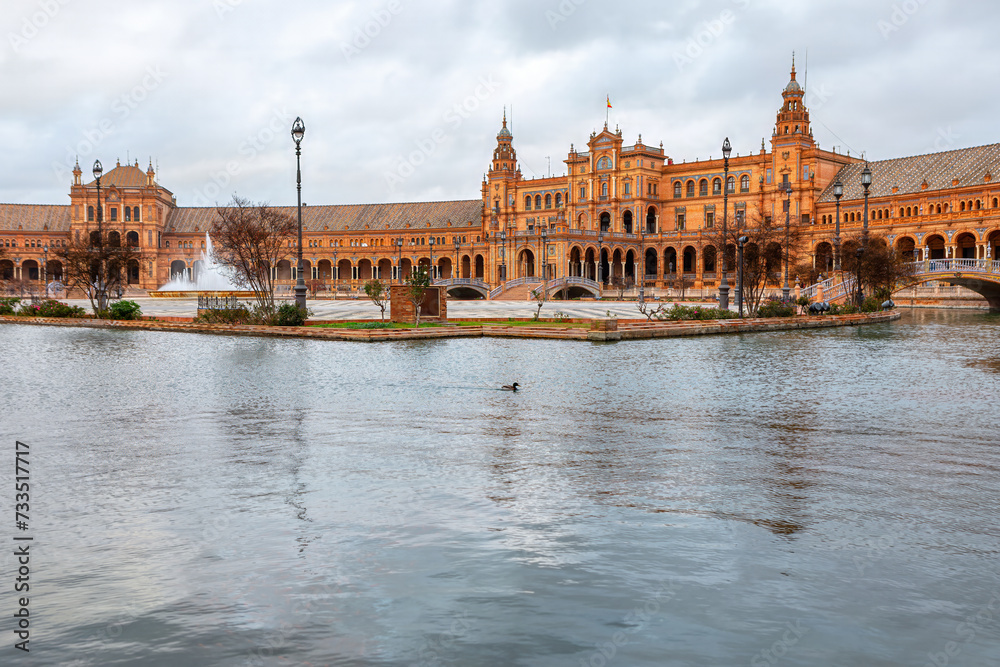 View of Plaza de Espana in Seville, Andalusia, Spain