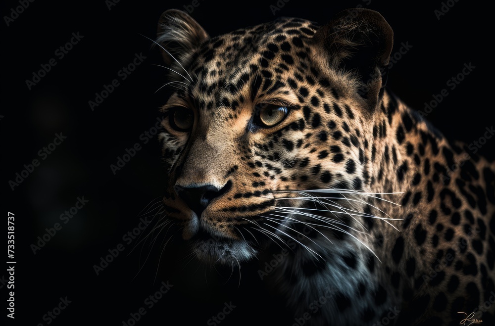 Close up of Leopard isolated on black background. Close up of Leopard isolated on black background.