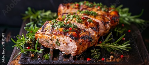 The Perfect Pork on the Grill: Infused with Delectable Herbs and Grilled to Perfection with Juicy Pork, Grilled Pork, and Flavorful Herb-Rubbed Pork photo