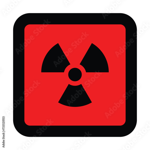 square red black radioactive icon nuclear sign isolated warning danger symbol alert caution hazard danger traffic vector flat design for website mobile isolated white Background