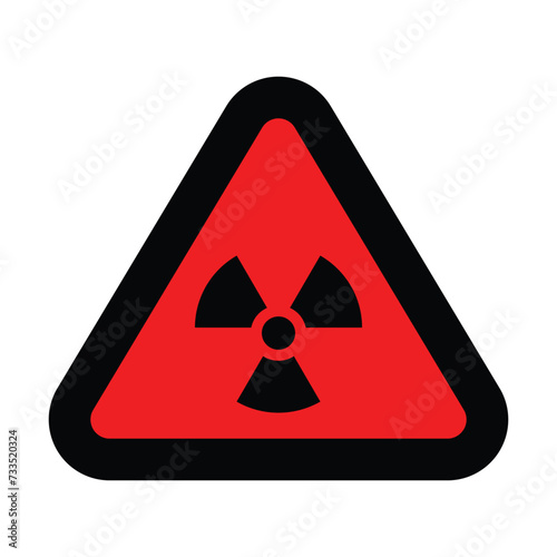 radioactive red black triangle icon nuclear sign isolated warning danger symbol alert caution hazard danger traffic vector flat design for website mobile isolated white Background