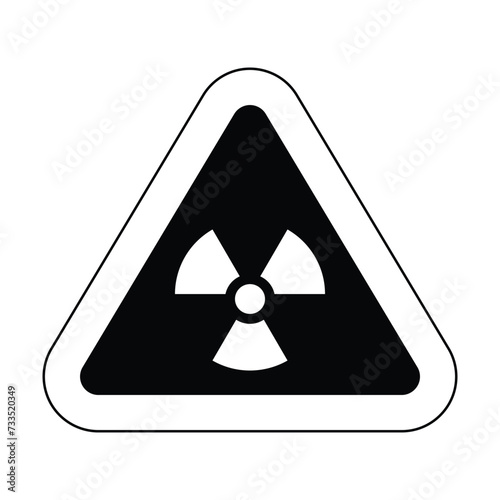 radioactive white black outline triangle icon nuclear sign isolated warning danger symbol alert caution hazard danger traffic vector flat design for website mobile isolated white Background