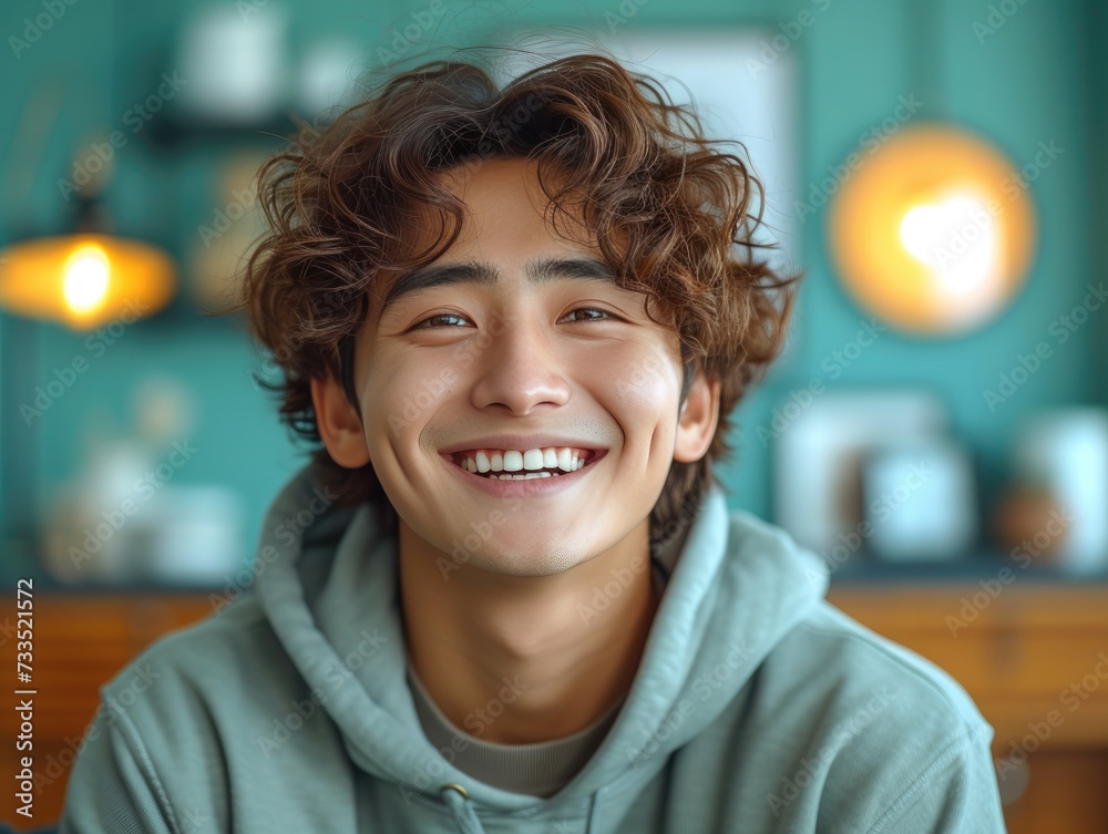 happy smiling asian man home background happy smiling asian man home background
