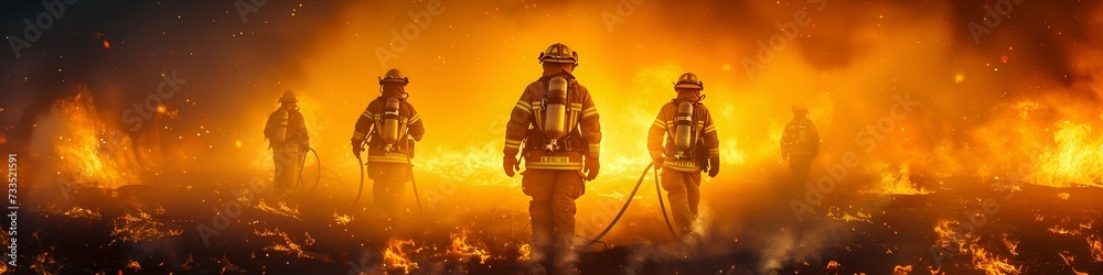 Firefighters in Action Against Blazing Inferno. Generative ai Firefighters in Action Against Blazing Inferno. Generative ai