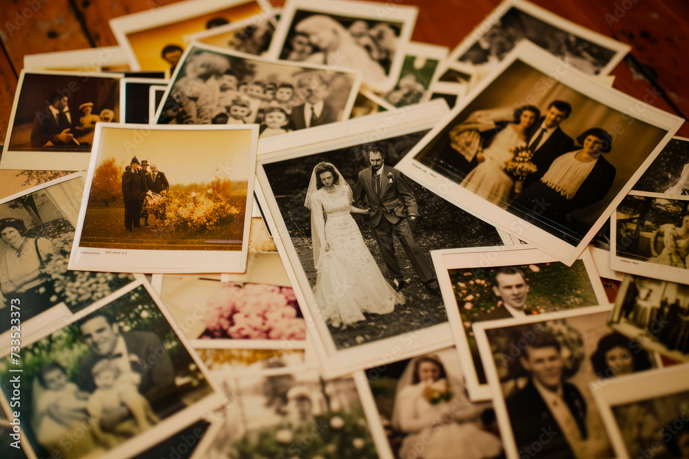Φωτογραφία Capturing Love in Instant Frames: A Collection of Polaroid Photos from a 60s or 70s Wedding Photoshoot – Nostalgic Moments Frozen in Time