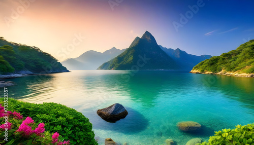 Beautiful Sea Mountain Nature Landscape Scenery photo