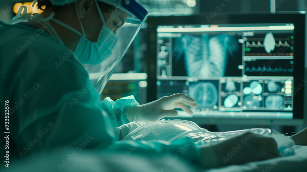 Technology reality glasses for Surgeon using augmented , Technology reality glasses to visualize for patient's anatomy during an operation. Surgeon using augmented . Technology reality glasses for Surgeon using augmented , Technology reality glasses to visualize for patient's anatomy during an operation. Surgeon using augmented .