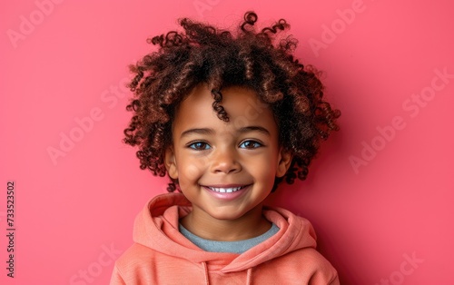 happy smiling African American kid in a professional studio background © hakule