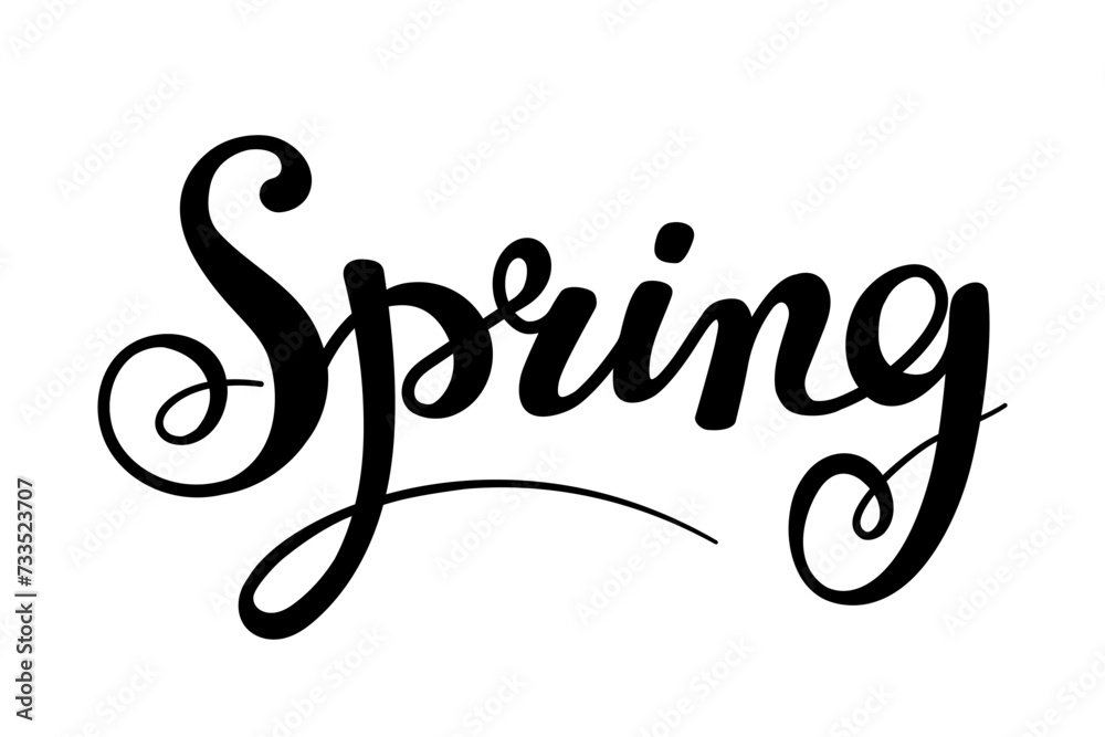 Spring. Trendy script lettering design Hello Spring.