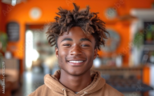 happy smiling African American man portrait, professional studio background