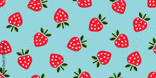 Strawberry illustration background. Seamless pattern. Vector. イチゴのイラストパターン　背景素材