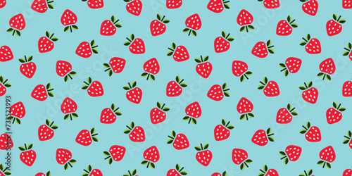 Strawberry illustration background. Seamless pattern. Vector. イチゴのイラストパターン　背景素材