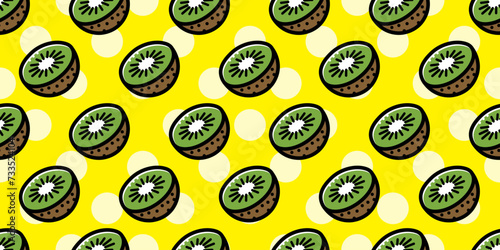 Kiwi illustration background. Seamless pattern. Vector. キウイのイラストパターン　背景素材
