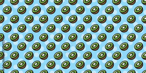 Kiwi illustration background. Seamless pattern. Vector. キウイのイラストパターン　背景素材