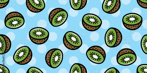 Kiwi illustration background. Seamless pattern. Vector. キウイのイラストパターン　背景素材