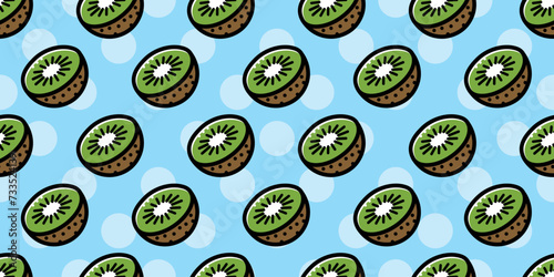 Kiwi illustration background. Seamless pattern. Vector. キウイのイラストパターン　背景素材