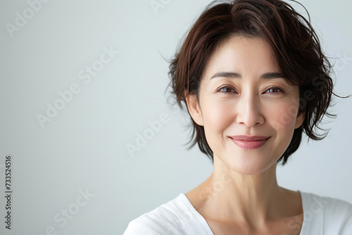 微笑む美しい中年女性　AI生成画像