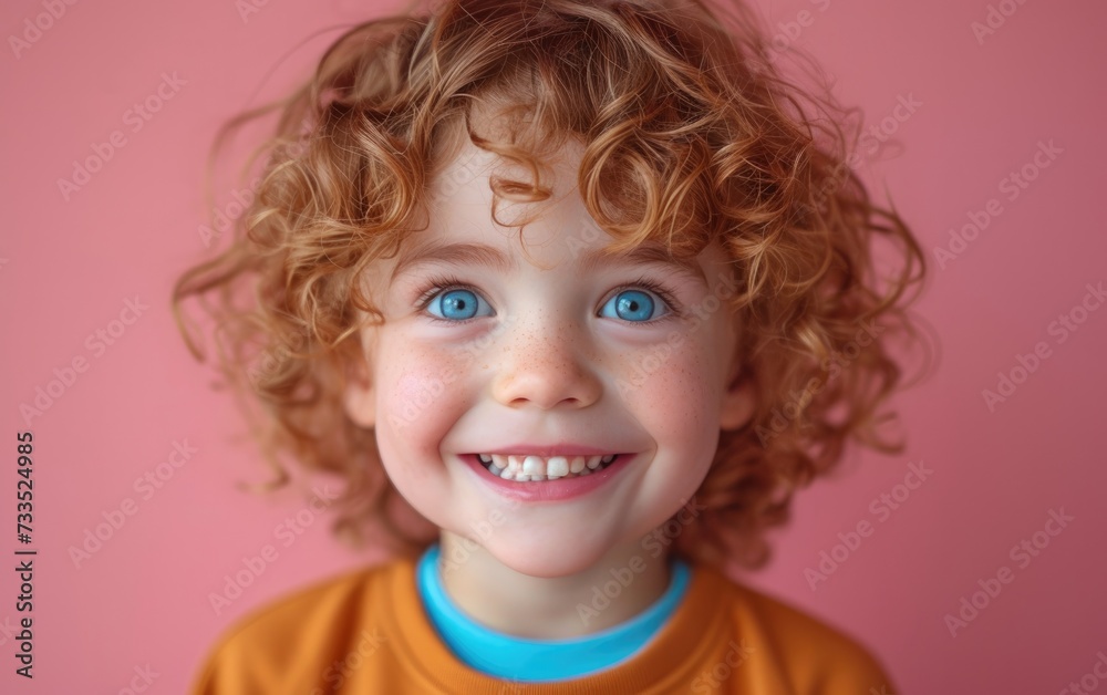 happy smiling caucasian kid portrait, professional studio background