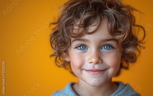 happy smiling caucasian kid portrait, professional studio background