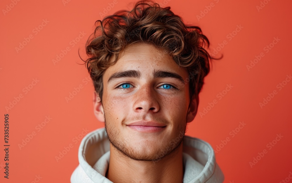 Fototapeta premium happy smiling caucasian man portrait, professional studio background